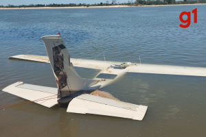 VÍDEO: avião adulterado é encontrado submerso no Rio Araguaia em MT